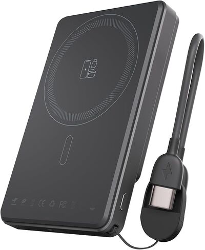 بنك الطاقة المغناطيسي لـ iPhone ، 10000 مللي أمبير في الساعة لحزمة بطارية Magsafe ، بنك Portable Charger Power مع تقنية Qi2 Fast Fast ، STAND ، LED ، 22.5W PD لـ iPhone 16،15،14،13 ، 12 ، (أسود) in Saudi Arabia
