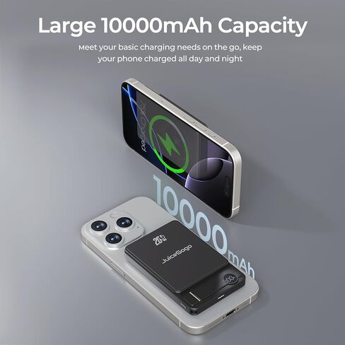 بنك الطاقة المغناطيسي لـ iPhone ، 10000 مللي أمبير في الساعة لحزمة بطارية Magsafe ، بنك Portable Charger Power مع تقنية Qi2 Fast Fast ، STAND ، LED ، 22.5W PD لـ iPhone 16،15،14،13 ، 12 ، (أسود) in Saudi Arabia