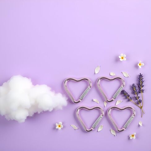 4Pcs Light Purple Heart Snap Carabiners Aluminum Alloy Keychain Clips | Lightweight Hooks for Keys, Backpacks & Outdoor Use | Durable Key Holders for Travel, Hiking & Daily Carry in Saudi Arabia
