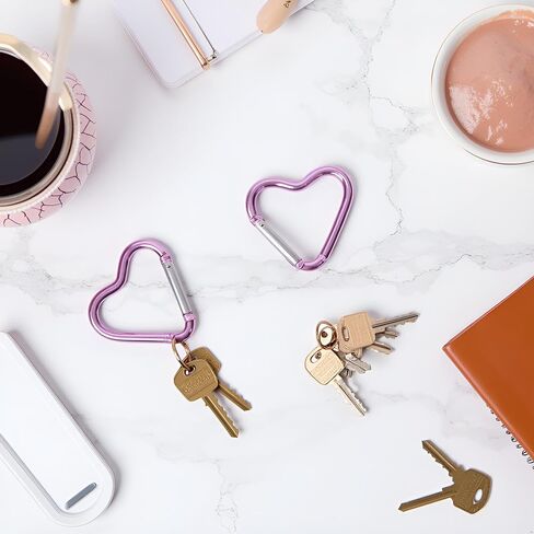 4Pcs Light Purple Heart Snap Carabiners Aluminum Alloy Keychain Clips | Lightweight Hooks for Keys, Backpacks & Outdoor Use | Durable Key Holders for Travel, Hiking & Daily Carry in Saudi Arabia