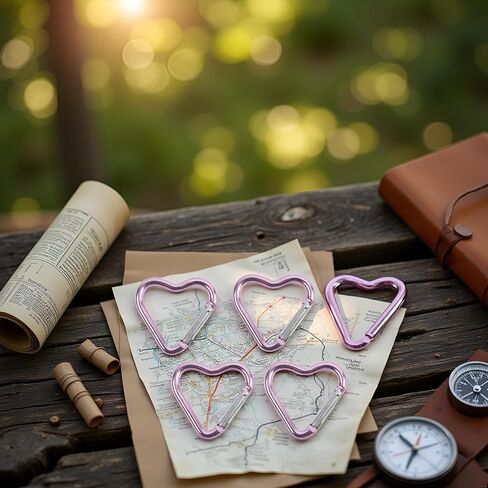 4Pcs Light Purple Heart Snap Carabiners Aluminum Alloy Keychain Clips | Lightweight Hooks for Keys, Backpacks & Outdoor Use | Durable Key Holders for Travel, Hiking & Daily Carry in Saudi Arabia