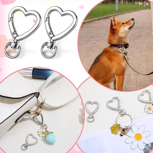 12Pcs Metal Heart Keychain Clip, Heart Carabiner for Keys, Cute Spring Snap Clasp Hook, Key Ring for Camping Hiking Fishing Traveling Purses Backpack Water Bottle Key Chain Silver in Saudi Arabia