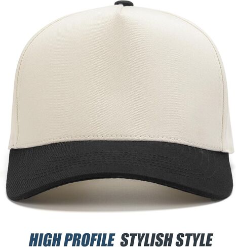 Vintage Trendy Trucker Hat, Structured 5-Panel Snapback Hat, Adjustable Cotton Solid or 2-Tone Baseball Cap Men Women in Kuwait