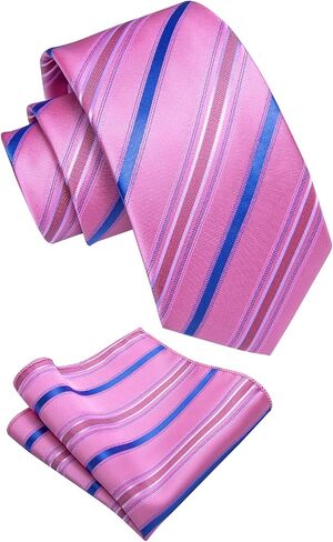 YourTies Mens Striped Tie Solid Necktie with Handkerchief Cufflinks Set Silk Woven Ties for Men Business Wedding Party in Saudi Arabia