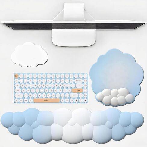 Pink Mouse Pad with Wrist Rest Pink Cloud Gradient Wrist Rest for Keyboard and Mouse Memory Foam Non-Slip Base Typing Pain Relief Ergonomic Wrist Pad for Computer Laptop Gaming Home Office in Saudi Arabia