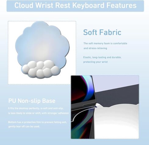 Pink Mouse Pad with Wrist Rest Pink Cloud Gradient Wrist Rest for Keyboard and Mouse Memory Foam Non-Slip Base Typing Pain Relief Ergonomic Wrist Pad for Computer Laptop Gaming Home Office in Saudi Arabia