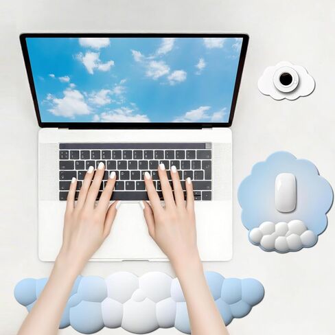 Pink Mouse Pad with Wrist Rest Pink Cloud Gradient Wrist Rest for Keyboard and Mouse Memory Foam Non-Slip Base Typing Pain Relief Ergonomic Wrist Pad for Computer Laptop Gaming Home Office in Saudi Arabia