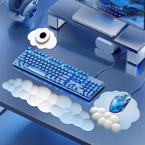 Pink Mouse Pad with Wrist Rest Pink Cloud Gradient Wrist Rest for Keyboard and Mouse Memory Foam Non-Slip Base Typing Pain Relief Ergonomic Wrist Pad for Computer Laptop Gaming Home Office in Saudi Arabia