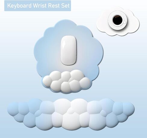 Pink Mouse Pad with Wrist Rest Pink Cloud Gradient Wrist Rest for Keyboard and Mouse Memory Foam Non-Slip Base Typing Pain Relief Ergonomic Wrist Pad for Computer Laptop Gaming Home Office in Saudi Arabia