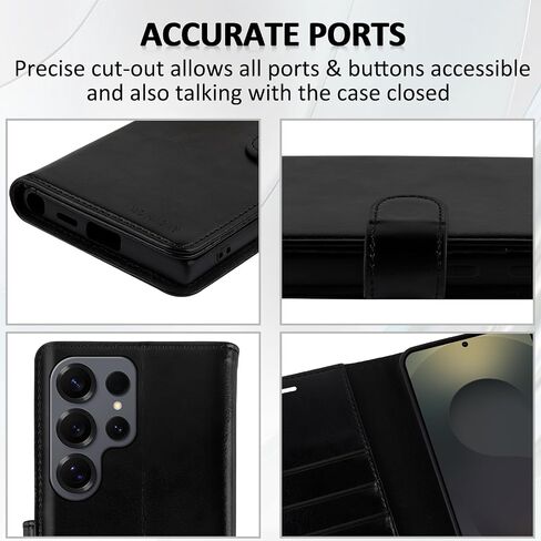 MONASAY Wallet Case Fit for Samsung Galaxy S25 5G, [Lens & Glass Screen Protector Included] [RFID Blocking] Flip Folio Leather Cell Phone Cover with Credit Card Holder, 6.2 inch, Black in Saudi Arabia