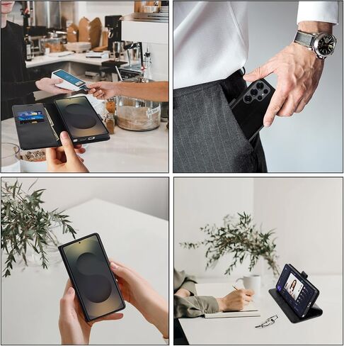 MONASAY Wallet Case Fit for Samsung Galaxy S25 5G, [Lens & Glass Screen Protector Included] [RFID Blocking] Flip Folio Leather Cell Phone Cover with Credit Card Holder, 6.2 inch, Black in Saudi Arabia