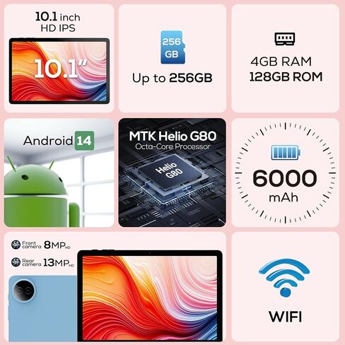 Digiland Tablet ، 2025 10.1 بوصة HD معالج الثقوب الكهربية الرمادي اللوحي Android ، ذاكرة الوصول العشوائي 12 جيجابايت ، 128 جيجابايت ، BT 5.0 ، الكاميرا المزدوجة ، كمبيوتر الكمبيوتر اللوحي ، Widevine L1 (رمادي) in Kuwait