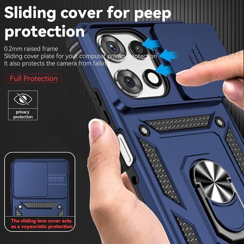 for Moto G Power 2025 Case, with Camera Lens Cover Screen Protector, Dual Layer Military-Grade Drop Tested Magnetic Ring Holder Kickstand Protective Phone Case for Moto G Power 2025 (Navy Blue) in Kuwait