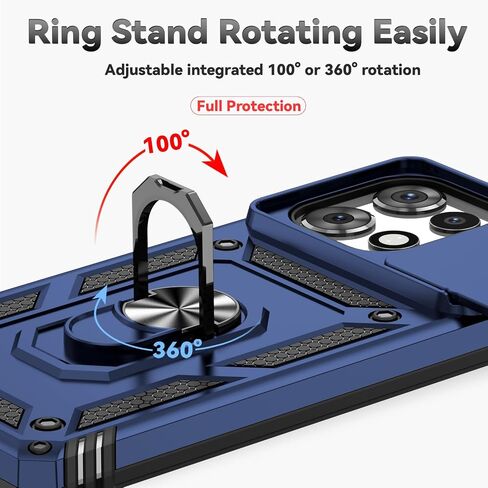 for Moto G Power 2025 Case, with Camera Lens Cover Screen Protector, Dual Layer Military-Grade Drop Tested Magnetic Ring Holder Kickstand Protective Phone Case for Moto G Power 2025 (Navy Blue) in Kuwait