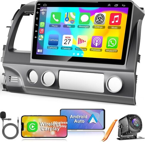 4G+32G CAR Radio لـ Honda Civic 2006-2011 (بدون مكبر صوت) ، 10 بوصة IPS شاشة اللمس أندرويد 13 سيارات دعم Carplay Carplay/Android Auto/Back-Up Camera/Bluetooth/Voice Control/GP/FM Radio in Kuwait