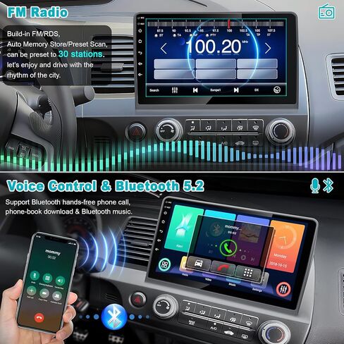 4G+32G CAR Radio لـ Honda Civic 2006-2011 (بدون مكبر صوت) ، 10 بوصة IPS شاشة اللمس أندرويد 13 سيارات دعم Carplay Carplay/Android Auto/Back-Up Camera/Bluetooth/Voice Control/GP/FM Radio in Kuwait