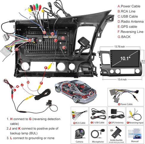 4G+32G CAR Radio لـ Honda Civic 2006-2011 (بدون مكبر صوت) ، 10 بوصة IPS شاشة اللمس أندرويد 13 سيارات دعم Carplay Carplay/Android Auto/Back-Up Camera/Bluetooth/Voice Control/GP/FM Radio in Kuwait