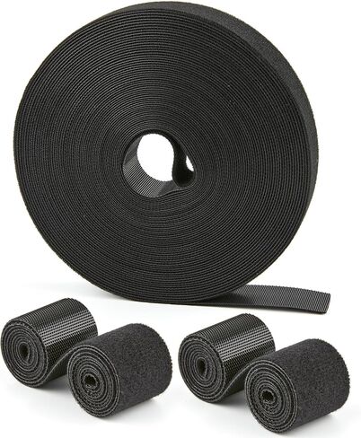 25 FT x 3/4 inch Hook and Loop Roll, Reusable Fastening Cable Ties, Multi-Purpose Cable Management Wire Ties Cable Straps for Organizing Home, Office and Data Centers in Kuwait