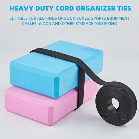 25 FT x 3/4 inch Hook and Loop Roll, Reusable Fastening Cable Ties, Multi-Purpose Cable Management Wire Ties Cable Straps for Organizing Home, Office and Data Centers in Kuwait