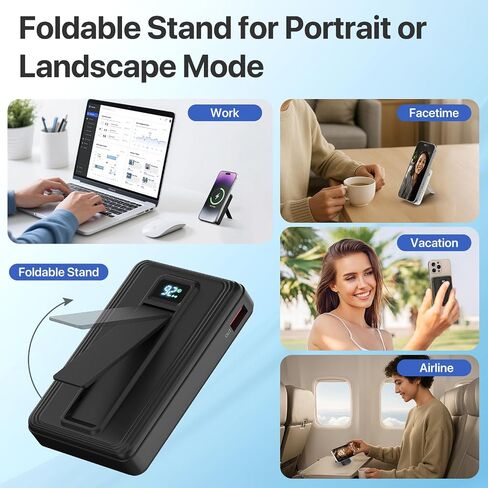 Magnetic Portable Charger, 10000mAh Wireless Power Bank with Stand and USB C in/Out LED Display, Battery Pack for iPhone 16/15/14/13/12/Pro/Mini/Pro Max in Kuwait