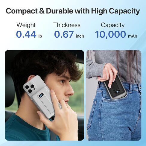 Magnetic Portable Charger, 10000mAh Wireless Power Bank with Stand and USB C in/Out LED Display, Battery Pack for iPhone 16/15/14/13/12/Pro/Mini/Pro Max in Kuwait