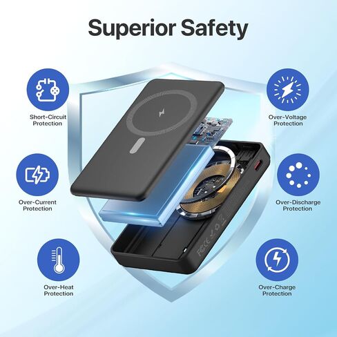 Magnetic Portable Charger, 10000mAh Wireless Power Bank with Stand and USB C in/Out LED Display, Battery Pack for iPhone 16/15/14/13/12/Pro/Mini/Pro Max in Kuwait