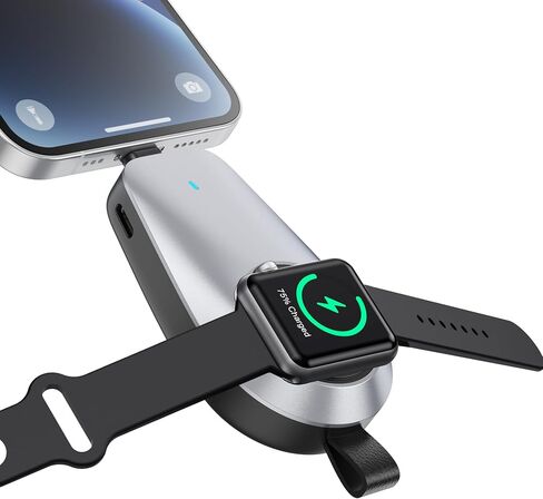 Mini Portable Wireless Charger for Apple Watch,1600mAh Keychain Travel Emergency Power Bank for iPhone,Compact Magnetic iWatch Charger,for iWatch 9/8/UItra/7/6/SE/5/4/3&iPhone 5-13/14 Series(Black) in Kuwait