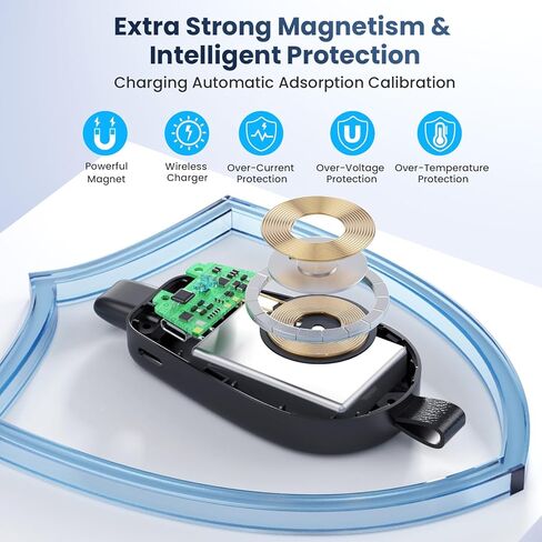 Mini Portable Wireless Charger for Apple Watch,1600mAh Keychain Travel Emergency Power Bank for iPhone,Compact Magnetic iWatch Charger,for iWatch 9/8/UItra/7/6/SE/5/4/3&iPhone 5-13/14 Series(Black) in Kuwait