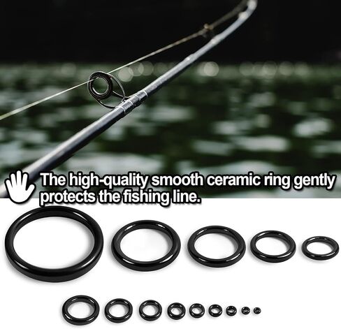 9KM DWLIFE Fishing Rod Eyelet Repair Kit, Fishing Rod Rings Repair Kit | Various Sizes for Spinning & Casting Rods, Smooth Ceramic Rings for Quick DIY Fishing Pole Repair in Freshwater & Saltwater in Kuwait