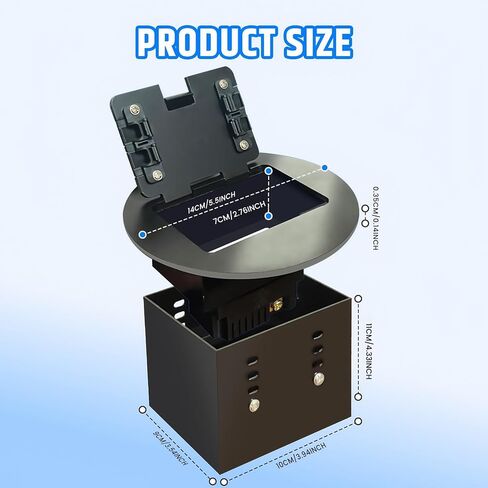 صندوق مخرج الأرضية المريح ، وعاء عميق مع ميناء شحن سريع 4.8A USB-A و USB-C ، وغطاء مخرج طابق دائري 20A-2 حزمة (أسود) in Kuwait