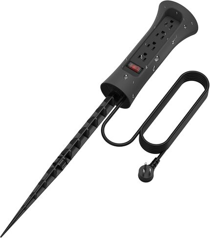 CCCEI Outdoor Power Strip مقاومة للطقس مع حصة ، سلك التمديد المقاوم للماء مع منافذ متعددة ، ديكور حديقة خارج عيد الميلاد ، ساحة ، التخييم ، 4 المقابس ، واقي زيادة 25 قدمًا ، أسود. in Kuwait