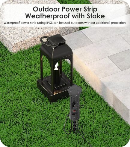 CCCEI Outdoor Power Strip مقاومة للطقس مع حصة ، سلك التمديد المقاوم للماء مع منافذ متعددة ، ديكور حديقة خارج عيد الميلاد ، ساحة ، التخييم ، 4 المقابس ، واقي زيادة 25 قدمًا ، أسود. in Kuwait