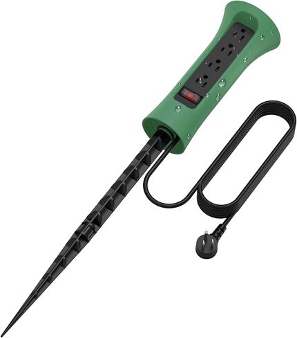 CCCEI Outdoor Power Strip مقاومة للطقس مع حصة ، سلك التمديد المقاوم للماء مع منافذ متعددة ، ديكور حديقة خارج عيد الميلاد ، ساحة ، التخييم ، 4 المقابس ، واقي زيادة 25 قدمًا ، أسود. in Kuwait