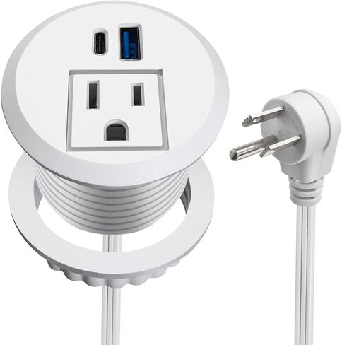 20W USB-C شحنة سريعة جروميت راحة ، منفذ مكتب التثبيت 2 بوصة مع سلك التمديد 6.5 قدم ، شريط طاقة كونترتوب لتوفير الفضاء لمدرسة المنزلية in Kuwait
