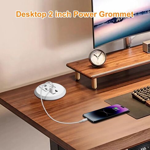 20W USB-C شحنة سريعة جروميت راحة ، منفذ مكتب التثبيت 2 بوصة مع سلك التمديد 6.5 قدم ، شريط طاقة كونترتوب لتوفير الفضاء لمدرسة المنزلية in Kuwait