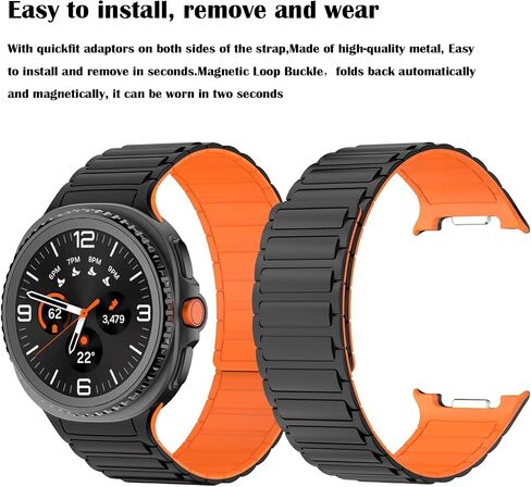 Fit for Samsung Galaxy watch 8 classic No Gap Sport Watch Band，Silicone Magnetic Loop Clasp Breathable Wristbands Replacement Watch Straps Fit for Galaxy watch 8 Men Women in Saudi Arabia