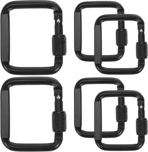 6pcs مقاطع Carabiner ، خطافات سوداء من الألومنيوم السوداء ، مقاطع قفل سلسلة المفاتيح الثقيلة للتخييم في الهواء الطلق ، المشي لمسافات طويلة ، حقيبة ظهر ، 1.92 × 1.65 بوصة in Kuwait