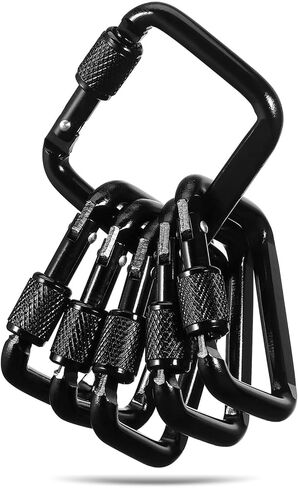 6pcs مقاطع Carabiner ، خطافات سوداء من الألومنيوم السوداء ، مقاطع قفل سلسلة المفاتيح الثقيلة للتخييم في الهواء الطلق ، المشي لمسافات طويلة ، حقيبة ظهر ، 1.92 × 1.65 بوصة in Kuwait