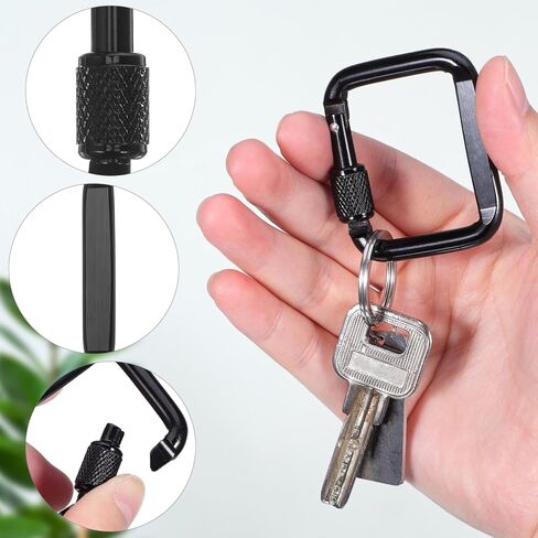6pcs مقاطع Carabiner ، خطافات سوداء من الألومنيوم السوداء ، مقاطع قفل سلسلة المفاتيح الثقيلة للتخييم في الهواء الطلق ، المشي لمسافات طويلة ، حقيبة ظهر ، 1.92 × 1.65 بوصة in Kuwait