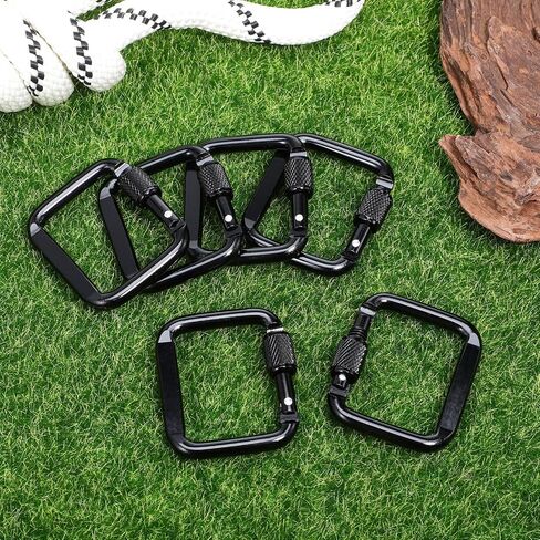 6pcs مقاطع Carabiner ، خطافات سوداء من الألومنيوم السوداء ، مقاطع قفل سلسلة المفاتيح الثقيلة للتخييم في الهواء الطلق ، المشي لمسافات طويلة ، حقيبة ظهر ، 1.92 × 1.65 بوصة in Kuwait