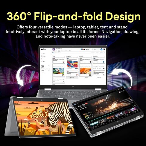 HP 14 "2-in-1 FHD Touchscreen Chromebook Plus Laptop ، Intel I3-N305 ، 8GB LPDDR5 ، 256GB SSD ، Intel UHD Graphics ، FHD Camera ، Charge Fast ، Wi-Fi 6E ، Chrome OS ، Silver (READED) in Kuwait