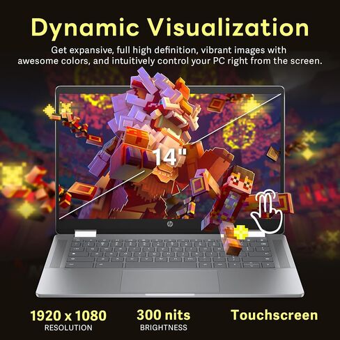 HP 14 "2-in-1 FHD Touchscreen Chromebook Plus Laptop ، Intel I3-N305 ، 8GB LPDDR5 ، 256GB SSD ، Intel UHD Graphics ، FHD Camera ، Charge Fast ، Wi-Fi 6E ، Chrome OS ، Silver (READED) in Kuwait