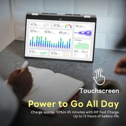 HP 14 "2-in-1 FHD Touchscreen Chromebook Plus Laptop ، Intel I3-N305 ، 8GB LPDDR5 ، 256GB SSD ، Intel UHD Graphics ، FHD Camera ، Charge Fast ، Wi-Fi 6E ، Chrome OS ، Silver (READED) in Kuwait