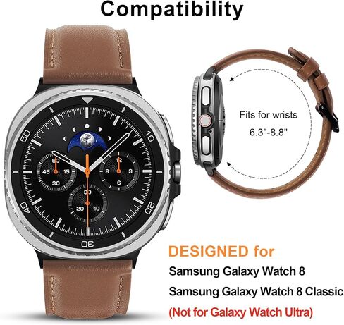 Leather Band Compatible with Samsung Galaxy Watch 8 40 44mm/ 8 Classic 46mm in Saudi Arabia