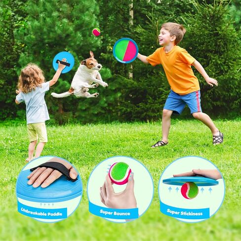 TEILLNET Toss and Catch Ball Set Upgraded - Kids Toys Outdoor Games Baseball Training - Sturdy & Water-Resistant for Beach Pool Yard - Classic Gift for Family Boys Girls 3 4 5 6 7 8 9 10 11 12+ Years in Saudi Arabia