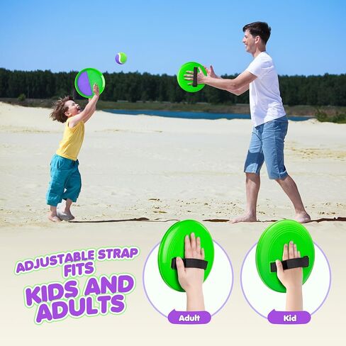 مجموعة ألعاب الرمي والالتقاط من TEILLNET ألعاب الشاطئ والألعاب الخارجية وألعاب الفناء للأطفال الذين تتراوح أعمارهم بين 3 و12 عامًا، نسخة مطورة من ألعاب الإمساك بالمجداف للأطفال/هدايا العائلة للأولاد والبنات ((4 مضارب، 4 كرات، 1 حقيبة) in Kuwait