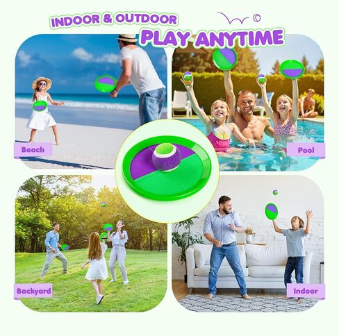 مجموعة ألعاب الرمي والالتقاط من TEILLNET ألعاب الشاطئ والألعاب الخارجية وألعاب الفناء للأطفال الذين تتراوح أعمارهم بين 3 و12 عامًا، نسخة مطورة من ألعاب الإمساك بالمجداف للأطفال/هدايا العائلة للأولاد والبنات ((4 مضارب، 4 كرات، 1 حقيبة) in Kuwait