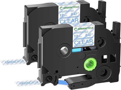 Greencycle متوافقة مع Brother P-touch Label Tape Tze-133 12mm 0.47 "Tze133 TZ-133 Tze-133 Tze 1/2 بوصة زرقاء على شريط تسمية واضح لـ PT-D210 PT-D400 PT-D450 PT-D600 PT-D200 ، 2 Pack in Kuwait
