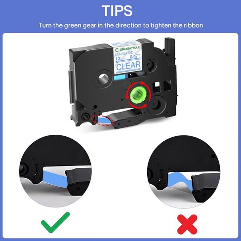 Greencycle متوافقة مع Brother P-touch Label Tape Tze-133 12mm 0.47 "Tze133 TZ-133 Tze-133 Tze 1/2 بوصة زرقاء على شريط تسمية واضح لـ PT-D210 PT-D400 PT-D450 PT-D600 PT-D200 ، 2 Pack in Kuwait