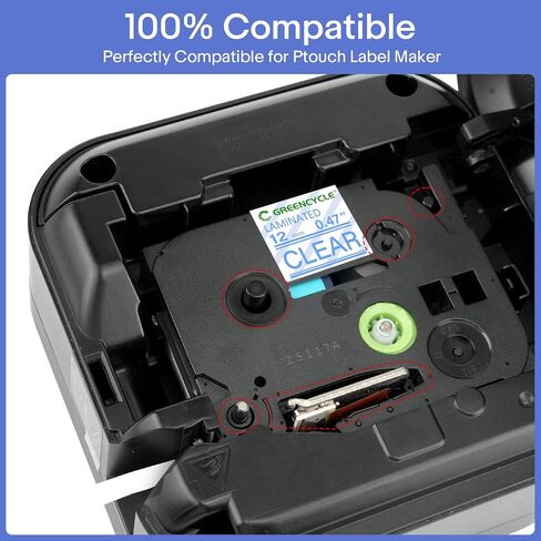 Greencycle متوافقة مع Brother P-touch Label Tape Tze-133 12mm 0.47 "Tze133 TZ-133 Tze-133 Tze 1/2 بوصة زرقاء على شريط تسمية واضح لـ PT-D210 PT-D400 PT-D450 PT-D600 PT-D200 ، 2 Pack in Kuwait